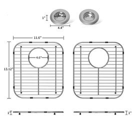 DPZM Stainless Steel Sink Protectors for Kitchen Sink, 13.12’’x11.6’’ Sink Protector Grid with Rear Drain, Rust Resistant Sink Grate for Bottom of Kitchen Sink with Sink Drain Strainer