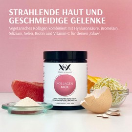 XbyX 2er Set Kollagen Kick 180 g | 90 Portionen | Vegetarisches Premium Kollagen Pulver aus Eierschalenmembran für Haut, Haare, Knochen, Muskeln, Nägel und Gelenke | Typ 1, 5 und 10 Kollagen