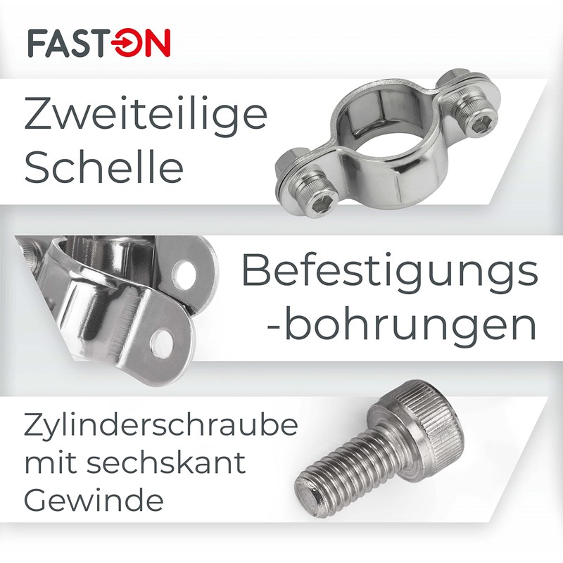 FASTON® Double clamp, single 25 mm stainless steel A2 V2A