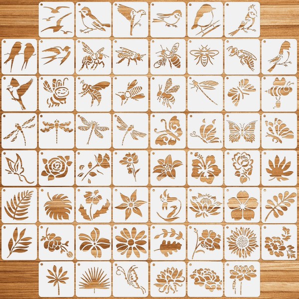 OOTSR 60 Pcs Nature Painting Stencils for Craft Reusable, Drawing