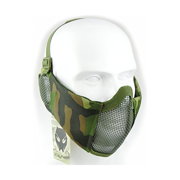 ATAIRSOFT Tactical Airsoft CS Protective Lower Guard Mesh Nylon Half Face Mask with Ear Cover WL