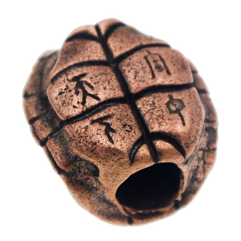 Red Copper Turtle Shell Paracord Bead,Retro Carved Antique EDC for