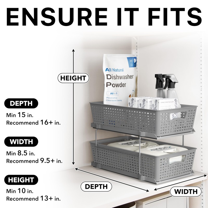 Simple Houseware 2 Tier Bathroom Organizer Tray Pull-Out Sliding Drawer,