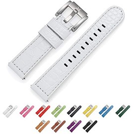 TW Steel Marc Coblen leather watch strap 22 mm with steel clasp, White crocodile, Strap.