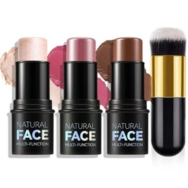 Kit de maquillaje en barra de contorno en crema, crea contorno facial, resaltador, barra de rubor para esculpir las mejillas, barras de contorno bronc