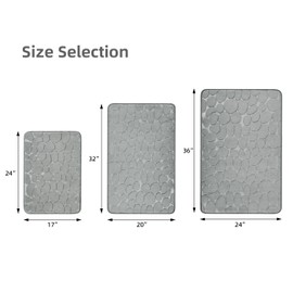 YIHOUSE Memory Foam Bath Mat Cobblestone Bathroom Rug Non Slip Washable Bathroom Mats Super Absorbent Bathroom Floor Mats(17"x24",Light Gray)