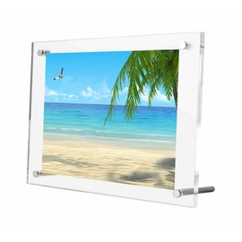 TUKA-i-AKUT TKD9400-8z-1x Acrylic Picture Frame Frameless for 15 x 20 cm Picture, Double Acrylic Panel Crystal Clear, Desktop Flyerstander Photo Frame Display Frame for Family Photo Certificate