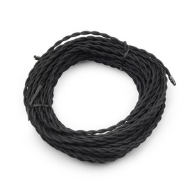 Supmart Black Twisted Cloth Covered Wire, 2-Conductor 18-Gauge Antique Industrial Fabric Electrical Cord Cable, Vintage Style Lamp Cord Strands 50 Feet