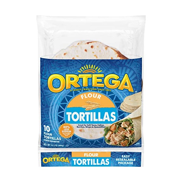 Ortega Tortillas, Flour, 8 Inch, 10 Count (Pack of 12)