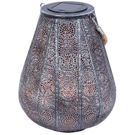 Dehner Scala Solar Lantern, Diameter 20 cm, Height 25 cm, Metal/Plastic, Light Colour Warm White, Grey/Silver