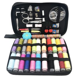 BRUIQIM Portable 98PCS Mini Sewing Kit, Adult Beginner Traveler Sewing Supplies & Accessories with Black Zipper Carrying Case