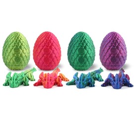 STONESTAR 3D Printed Dragon Fidget Toys, 12" Full Articulated Dragon in Mystery Egg, Home Office Decor Executive Desk Toys Xmas/Easter Gift for Dragon Lovers (Laser Green)