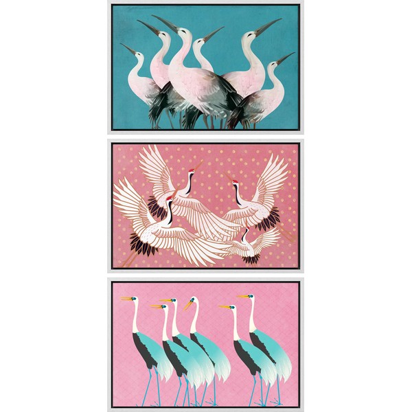 MUDECOR Framed Canvas Print Wall Art Set Japanese Crane Bird