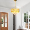FRIXCHUR 16-Inch Modern Gold Crystal Chandelier, Ceiling Light Fixture, Adjustable