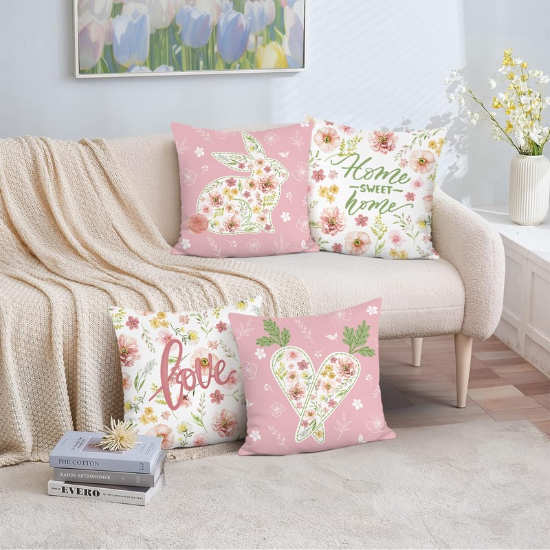 Bonhause Set of 4 Cushion Covers Spring Easter 45 x