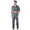 AISOMNUS Men Silk Satin Pajamas Set Short Sleeve Button Down