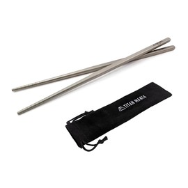 TITAN MANIA Chopsticks, Titanium, 7.5 inches (19 cm), Lightweight, Durable, Square Chopsticks, Small, Short, Pure Titanium, 1 Pair, Anti-Slip, Open Fire, Cookware, Camping, Solo Camping, Outdoor