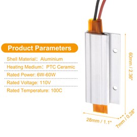 MECCANIXITY 2 Pcs PTC Heating Element, AC DC 110V PTC Heating Plate Aluminum Shell Ceramics Polyimide Film Plate Heater 6W-60W 100C Insulated Constant Temperature Ceramic Thermostatic