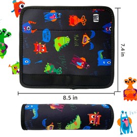 Seat Belt Cover for Kids, Seat Belt Pad for Boys Girls, Car Seat Straps Shoulder Pads for Kids, Kid's Seat Belt Cushion, Shoulder Strap Pad, 1 Piece （Monster）