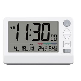 Ozaki OZ-TDR001WH Alarm Clock, Radio Wave, Digital Calendar, Includes Temperature and Hygrometer, Snooze Function, Backlight, White
