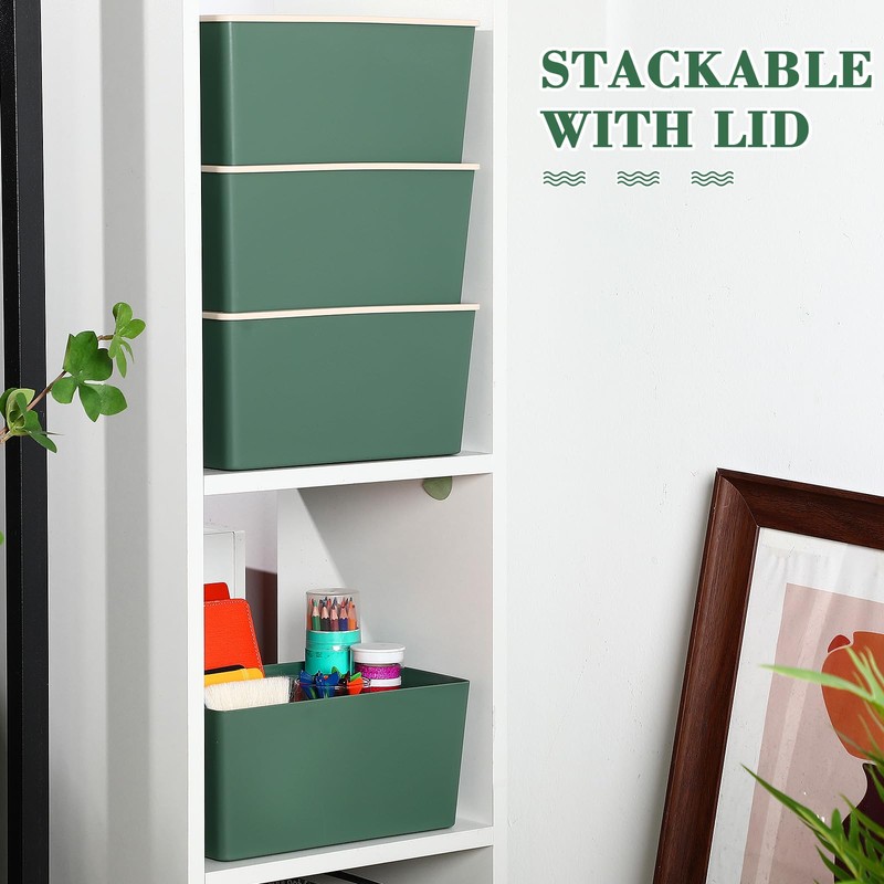 Menkxi 4 Pcs Storage Bins with Lids Plastic Storage Containers