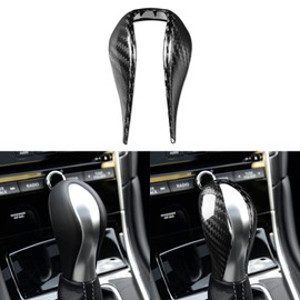 NVCNX Real Hard Carbon Fiber Gear Shift Knob Shifter Head Side Cover Center Console Interior Trim Kit Car Accessories for Infiniti Q50 2014 2015 2016 2017 1PC Glossy Black