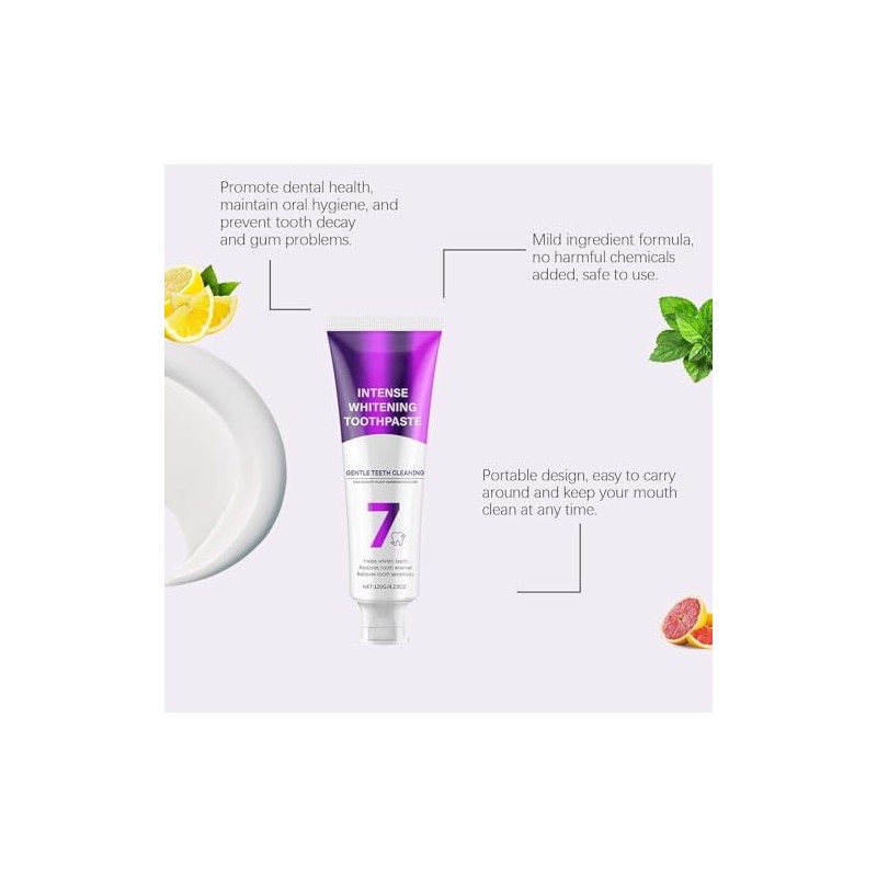 7 Pro Strong Teeth Whitening Toothpaste, 2 Pieces, Intense Whitening