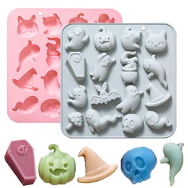 Copzievkae 2PCS Hallowen Chocolate Mold, Hallowen Silicone Mold Ghost Chocolate Molds, Skull Ghost Silicone Mold Hallowen Silicone Molds, Candy, Jello, Handmade Soap
