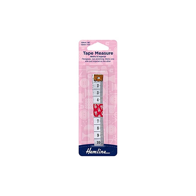 Hemline Tape Measure. Metric/Imperial measurement. 150cm/60" long