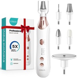 COSLUS Professional Electric Manicure Pedicure Set: 5 in 1 Multi-function, 5-speed Cordless Nail Care, Upgraded Sapphire Wheel, Powerful Motor, Thick Nails, Cuticle Trimming and Callus Removal, Rechargeable and Lightweight, Practical Mother's Day Gift - 