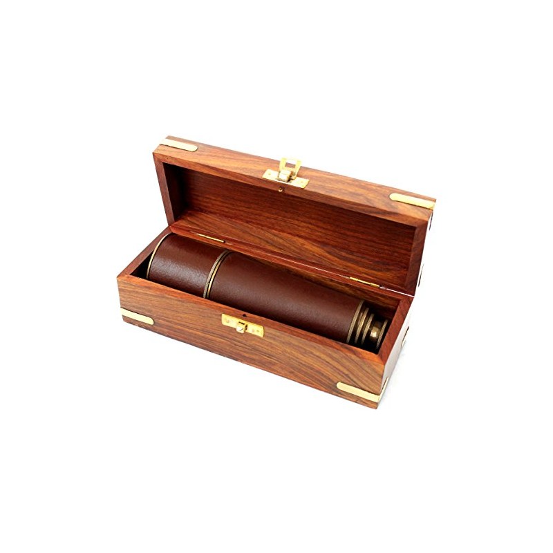 Antique Telescope Antique Brass and Leather Extendable to 50 cm