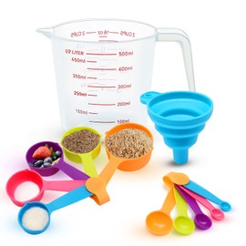 Cucharas medidoras y tazas medidoras, juego de 13 tazas medidoras graduadas de precisión apilables y cucharas medidoras, cucharas medidoras de cocina, cucharaditas pequeñas para sólidos líquidos y polvos (color)…