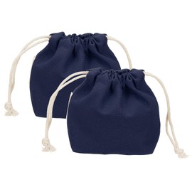 sourcing map 2 Pcs Drawstring Makeup Bag, 4.7" Canvas Cosmetic Bag Women's Make Up Bags Toiletry Organizer Pouch for Travel Toiletries Accessories, Navy Blue