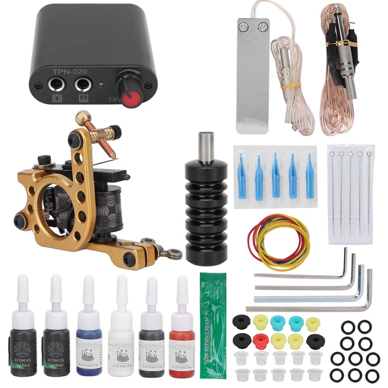 Professional Tattoo Machine Kit Tattoo Power Supply 10 Wraps Complete