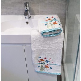 Lex's Linens Floral & Butterfly Embroidered Towels (Pack of 2 Hand Towels)