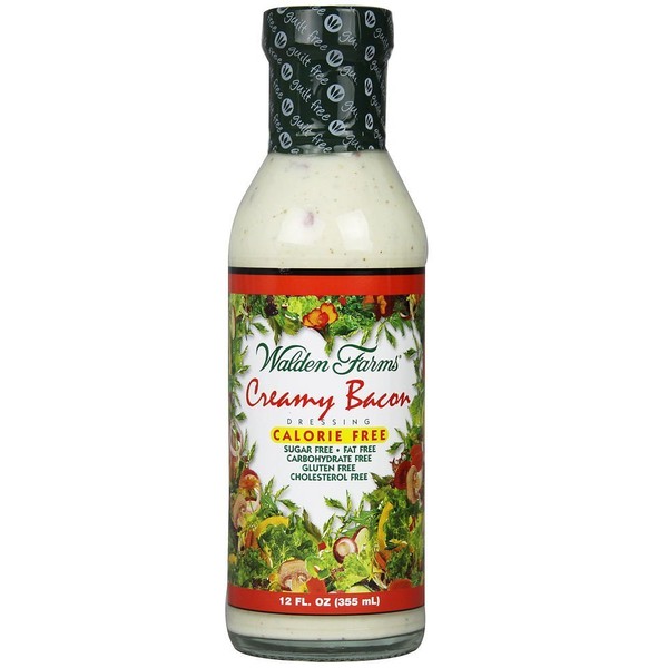 Walden Farms Creamy Bacon Dressing, 12 oz Bottle, Fresh and Delicious Salad Topping, Sugar Free Low Carb Condiment, Smooth and Creamy, 2 Pack