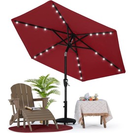 MASTERCANOPY Patio Umbrella with Solar LED Lights (7.5ft) - Color: Burgundy, Size: 7.5FT