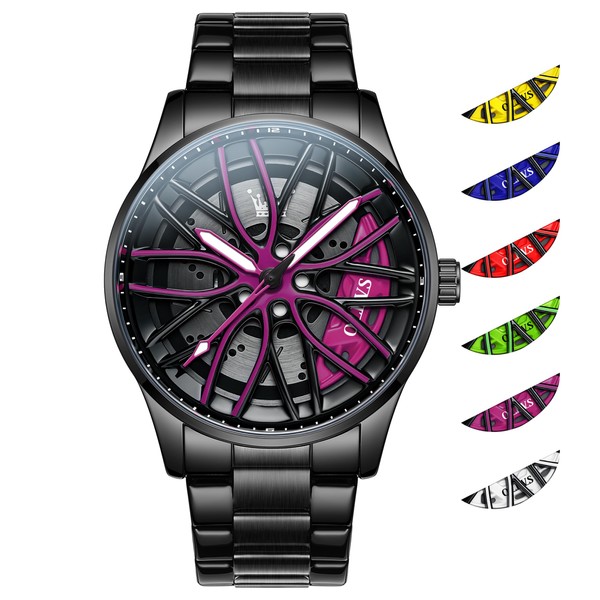 OLEVS Skeleton Waterproof Analog Quartz Metal Band Wrist Watch for