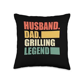 Hobby Food Meat Lover Barbeque Design Husband. Dad Legend-Barbecue Grill BBQ Throw Pillow, 16x16, Multicolor