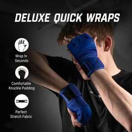 Hayabusa Deluxe Gel Quick Wraps for Men and Women - Blue, X-Large