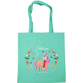 Hippowarehouse Christmas jumper day I believe in unicorns Tote Shopping Gym Beach Bag 42cm x38cm, 10 litres