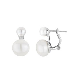 Double Freshwater Cultured Pearl Silver Leverback Earring