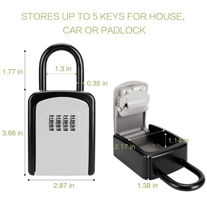 KeeKit Key Lock Box, Key Safe Box with Removable Shackle