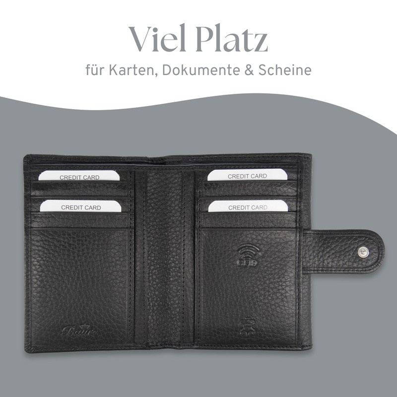 Baur Women's Genuine Leather Wallet with RFID Protection, Small Wallet,