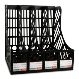 Organizador de Escritorio 4 Compartimentos Revistero A4, Revistero Bandeja, Soporte para Documentos y Archivos, Bandeja Vertical para Oficina,...     