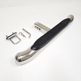 LEDIN for 2" Receiver Truck RV SUV Heavy Duty Steel Tow Hitch Step Bar Bumper Guard Protect Chrome 30x3 Polish Anti Slip Pad Round Curved Ends