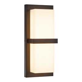 Maxxima LED Porch Lantern Outdoor Wall Light, Black with Horizontal Bar & Frosted Lens, 1000 Lumens, 5 CCT 2700K/3000K/3500K/4000K/5000K, Modern Exterior Patio Sconce Lantern, Dimmable at 120V