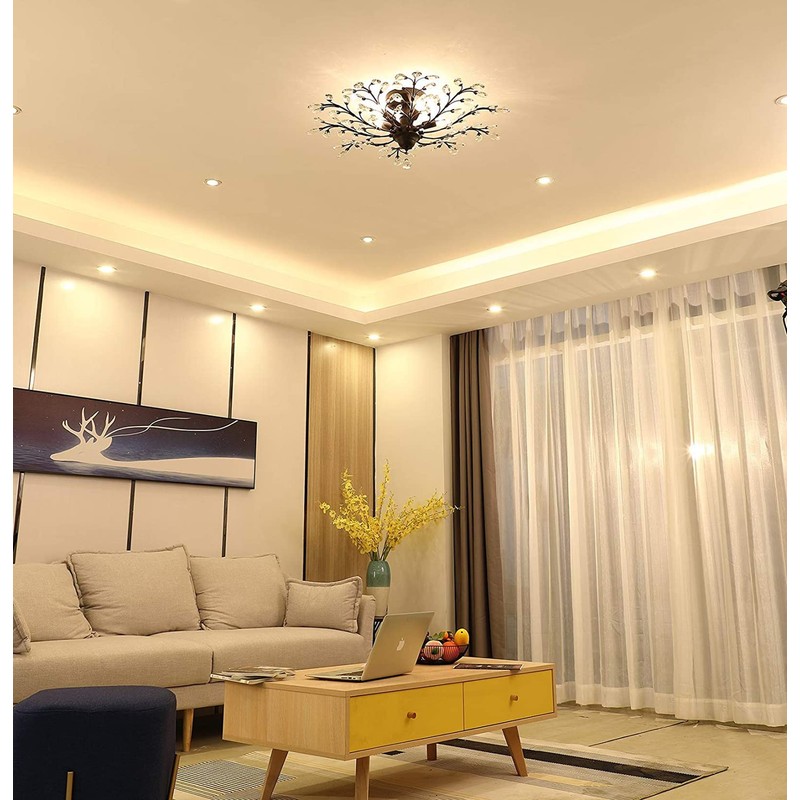 Ganeed Crystal Chandeliers,Vintage K9 Clear LED Ceiling Lighting,Edison Pendant Light