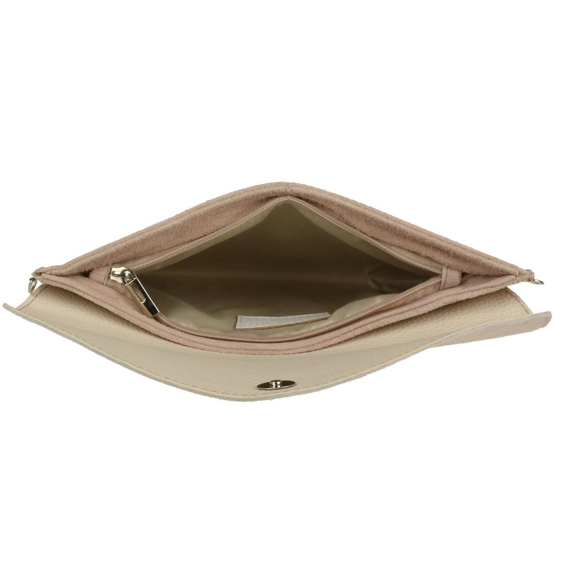 Girly Handbags Womens Italian Suede Leather Clutch Bag Pinky Nude