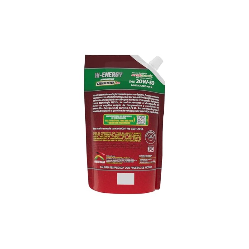 ROSHFRANS - Aceite Alto Kilometraje HI ENERGY 20W50 de 0.950L